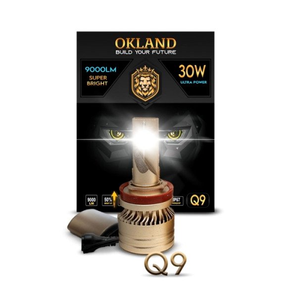 OKLAND Headlight LED SET 30 WATT 9000 Lumens Q9-H1 V2