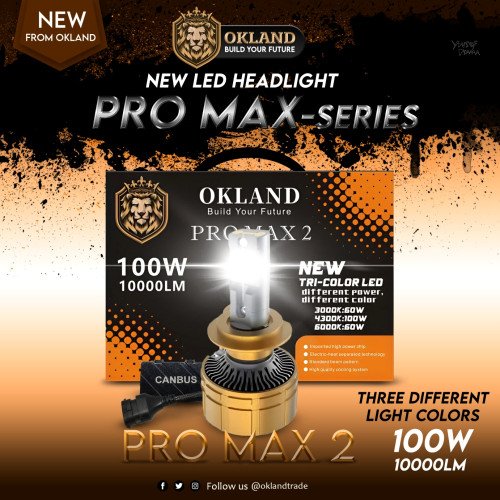 LED Okland  100W  H1-H7-H11-880-881-9005-9006-H3  10000 LUMEN