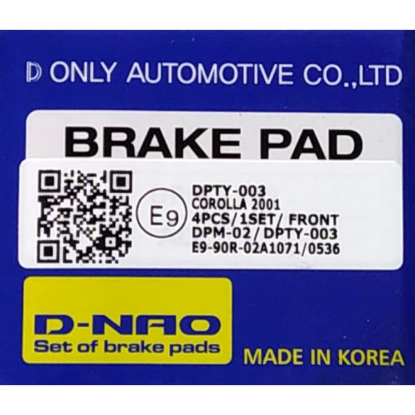 Break Pad Front For Toyota Corolla 2001- BYD DPTY-003  D-NAO