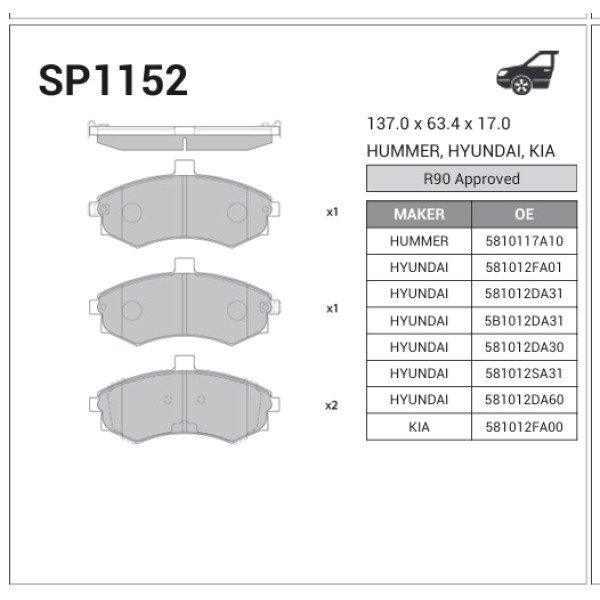 Break Pad Front for Elentra XD- Matrix SP1152-JS23891