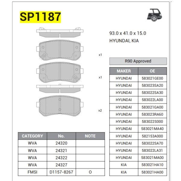 Break Pad Rear Ceramic For New Accent - Cerato - I30 - Rio2 - sportage old  JS24320