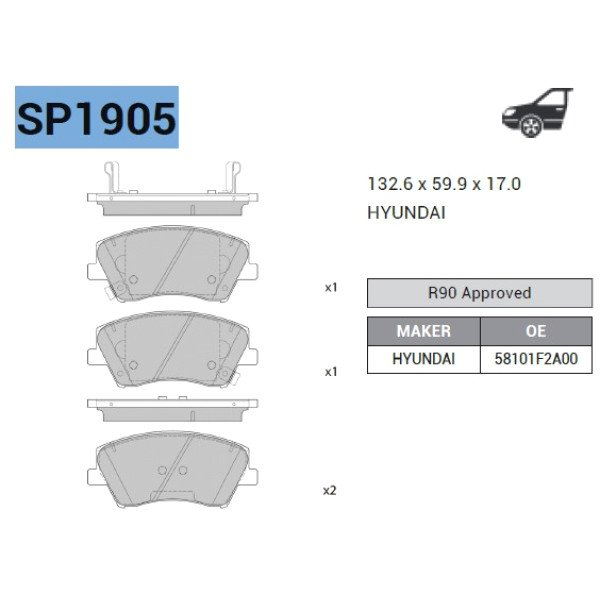 AD تيل فرامل سيراميك امامى النترا SP1905 - JS10078