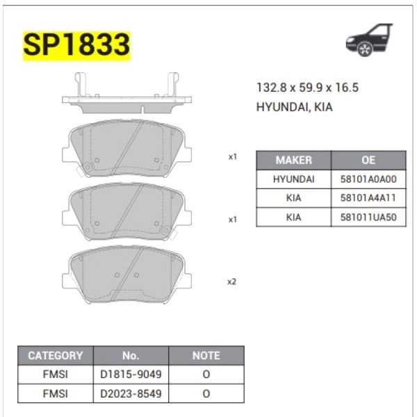 Front Break Pads Hyndai Creta (2015-2020) -kareens (2012-2016)