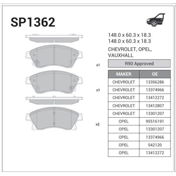 تيل فرامل امامي سيراميك كوري  ( JP3022 ) شيفورليه كروز