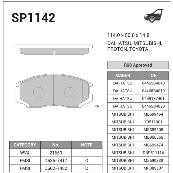 Break Pad Front Ceramic For TERIOS NB21650