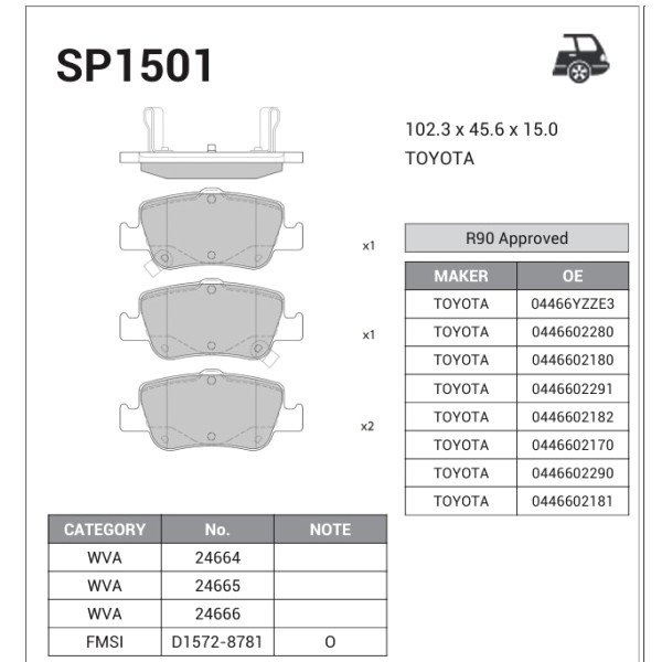 Rear Break Pads For Corolla South Afriqa -Turki 2014